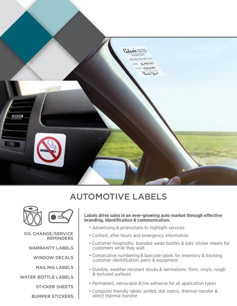 Automotive Manufacturing Labels